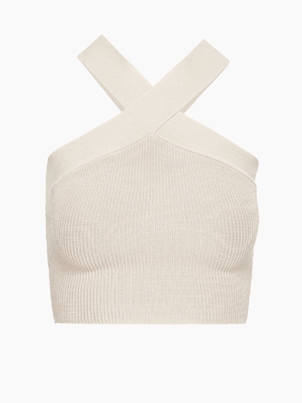 Sculpt Knit Criss Cross Cropped Tank in Taupe